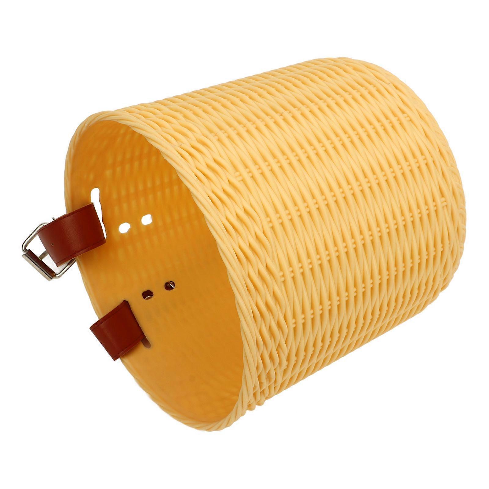 Front Handlebar Bicycle Basket Multipurpose Simulation Wicker Round Shape Large Capacity Bike Baskets Yellow 