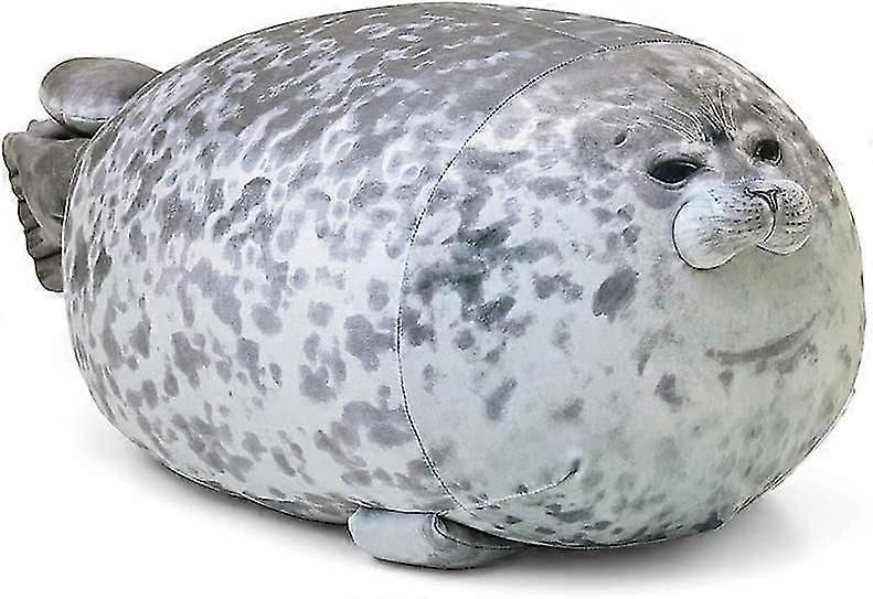 Chubby Blob Seal Pillow Plush Animal Toy Stuffed Seal Plush Toy Cotton Cuddly Pillow Grey 11.8 Inches