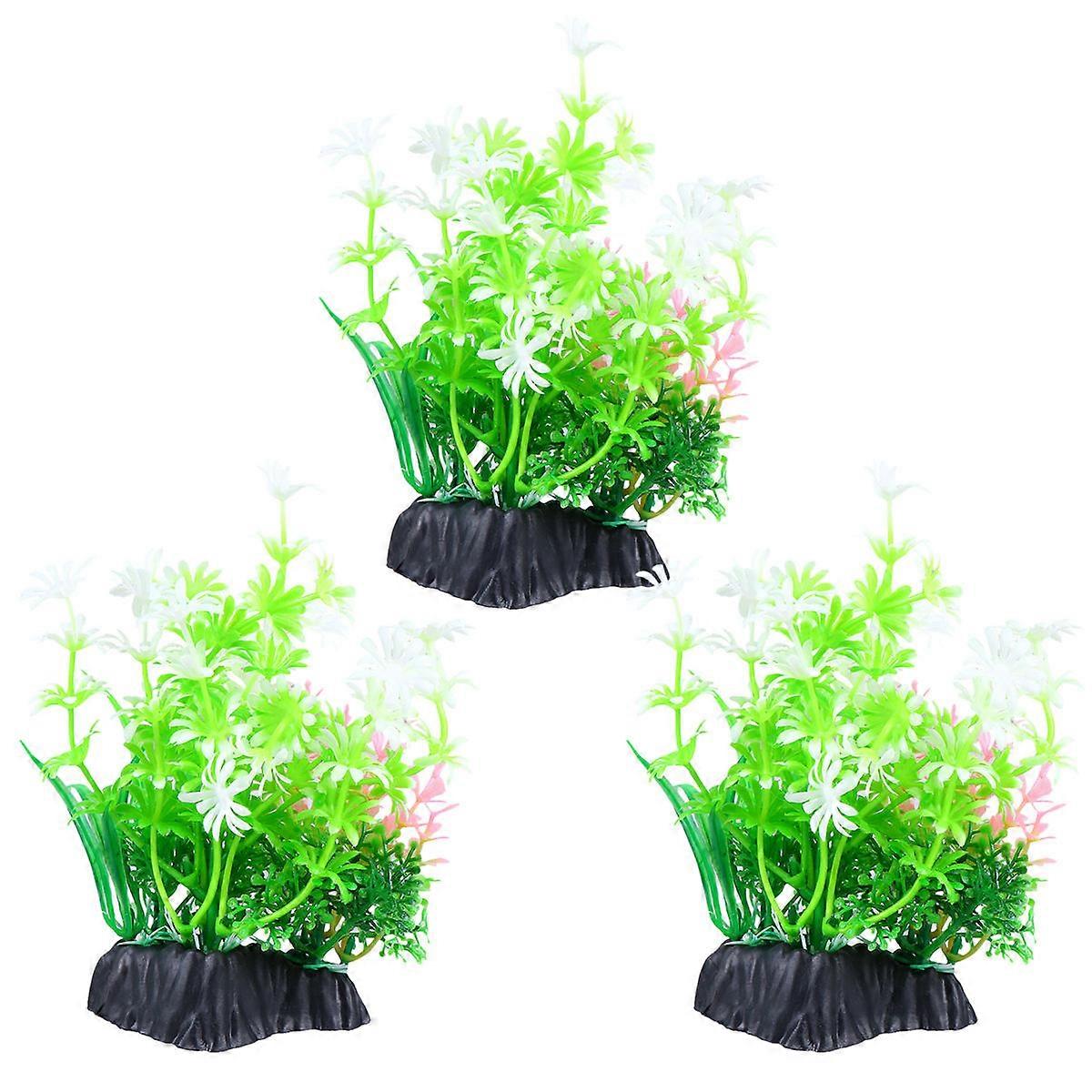 Plastic Aquarium Grass Lifelike Ornaments for Fish Tank Assorted Color 8x5x14 Cm 3Pcs