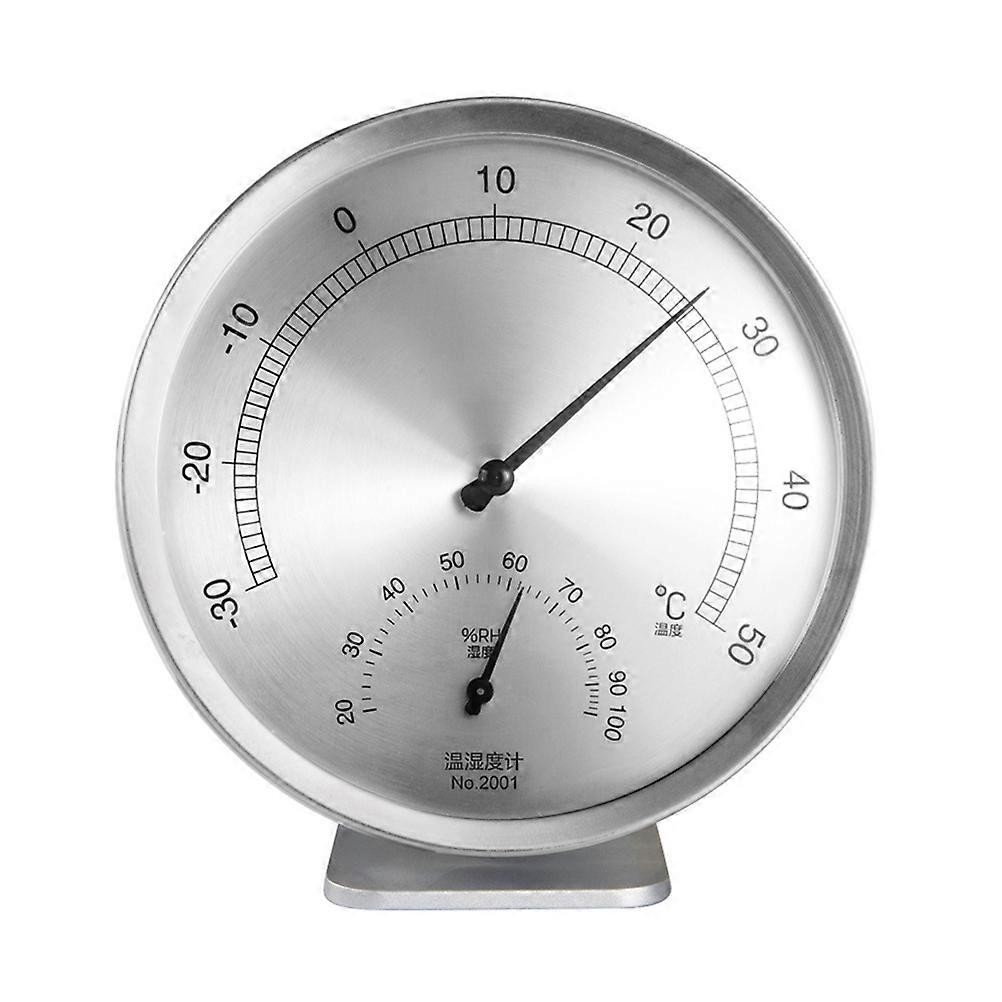 Stainless Steel Hygrometer Temperature Display Humidity Display Indoor Use 1Pack