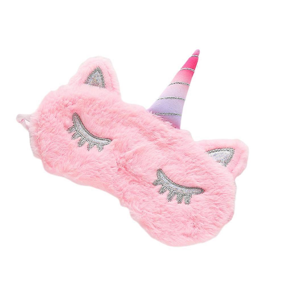 Sleeping Blindfold Cartoon Eye Mask Pink Plush Material 20x17.5x1 Cm 1Pack