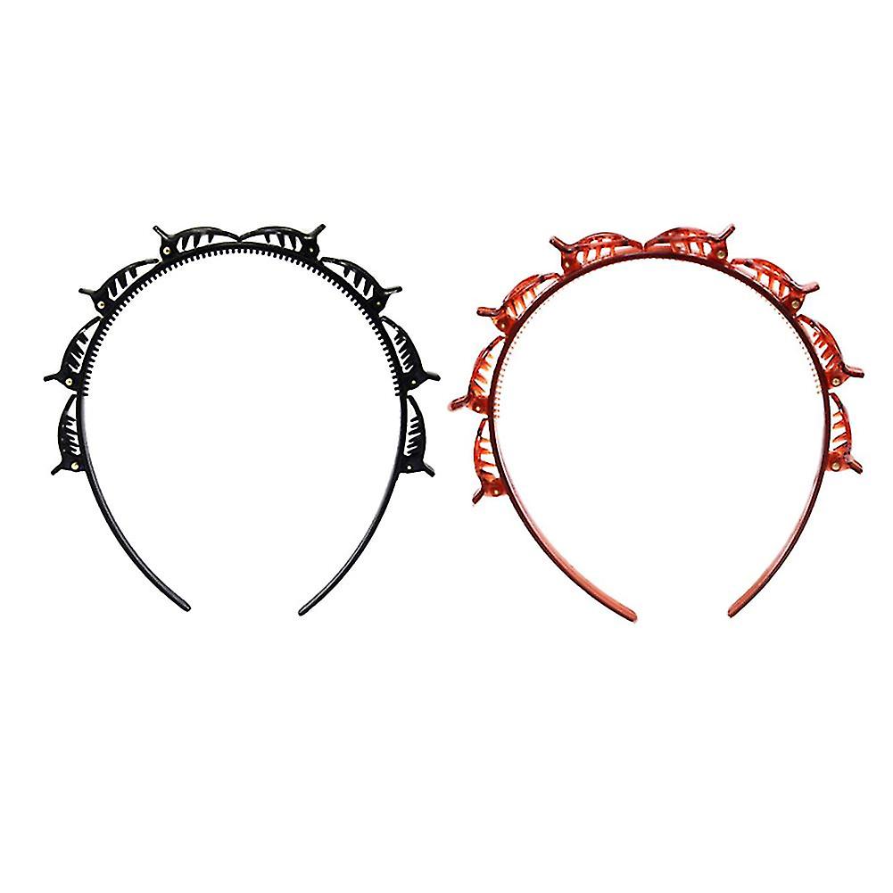 Double Layer Hollow Woven Headband Soft Elastic Hair Bands With Teeth