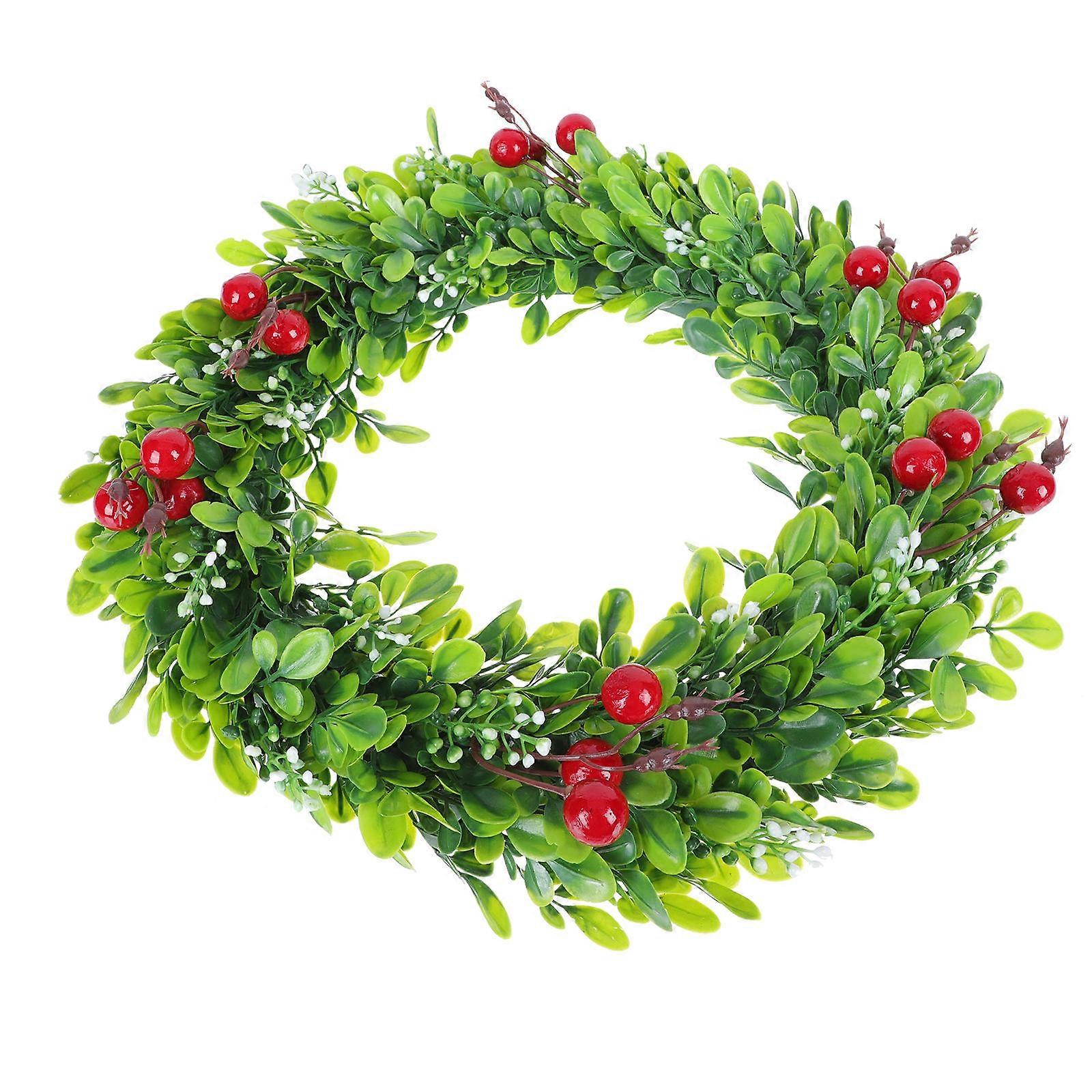 1pc Christmas Decoration Artificial Garland Flowers Garden Pendant Green