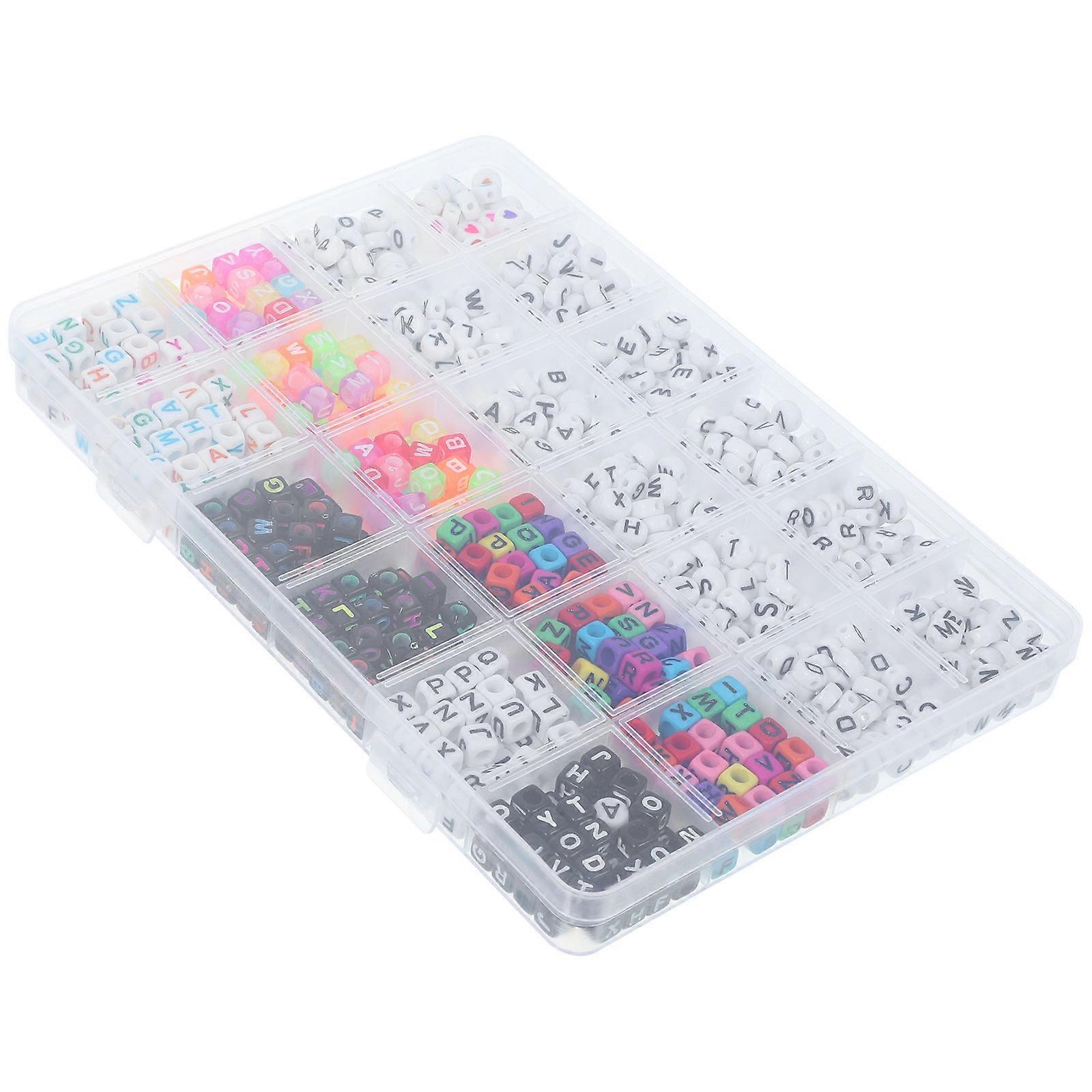 Craft Letter Beads Delicate Bracelet Beads Jewelry Making Assorted Color 0.6x0.6x0.6cm DIY 1080Pcs