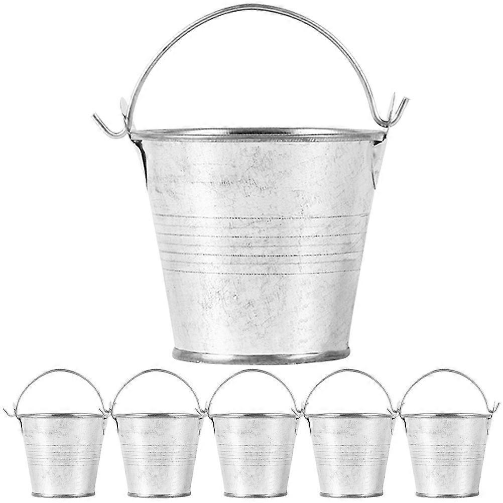 6pcs Mini Metal Buckets with Handles Versatile Decorative Flower Pots for Party Favors, Crafts, and Event Centerpieces, Smooth Surface for Storing