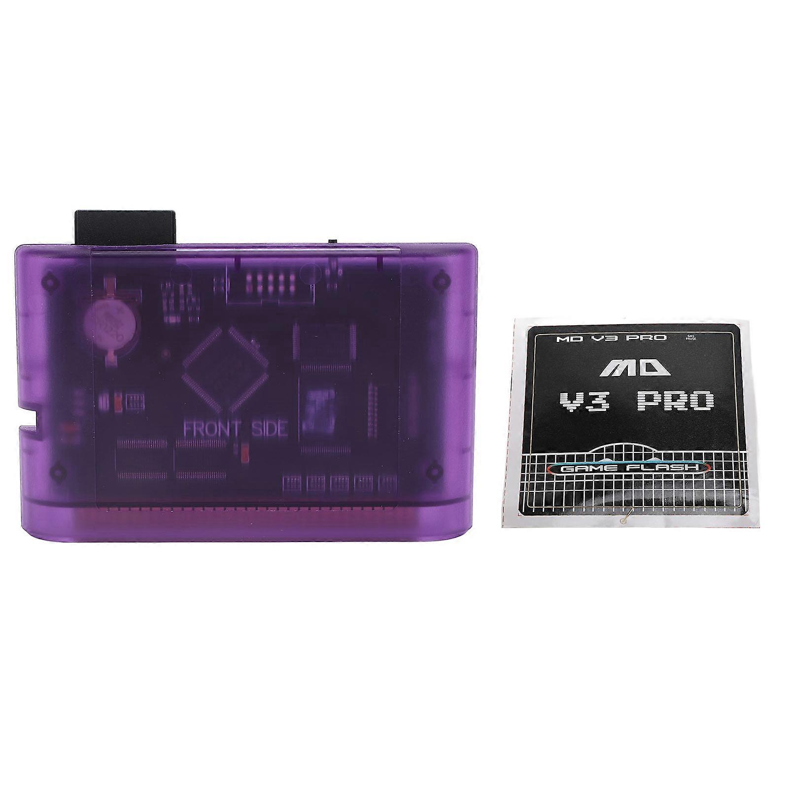 Game Cartridge for Mega Drive V3.0 Pro 3000 in 1 for EDMD Remix MD V3 Game Consoles Transparent Purple