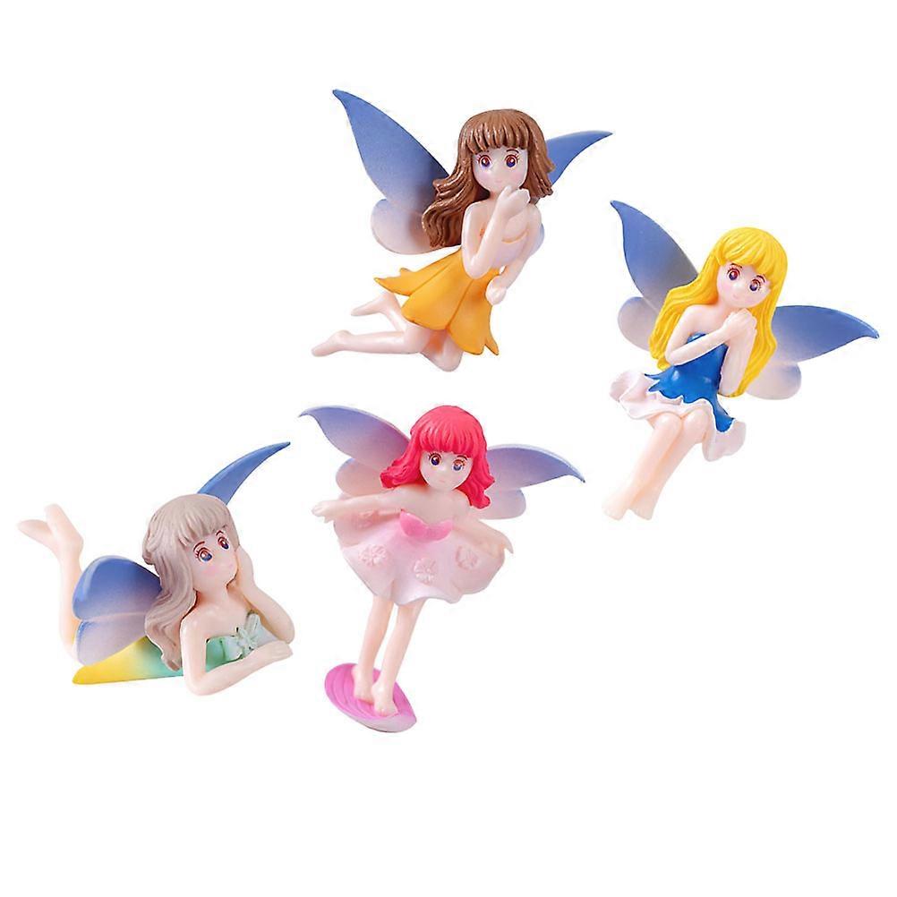 Fairy Garden Miniature Statues Diy Statue Bonsai Decoration Resin Material 6.00X5.60X2.00Cm Assorted Color 4Pcs