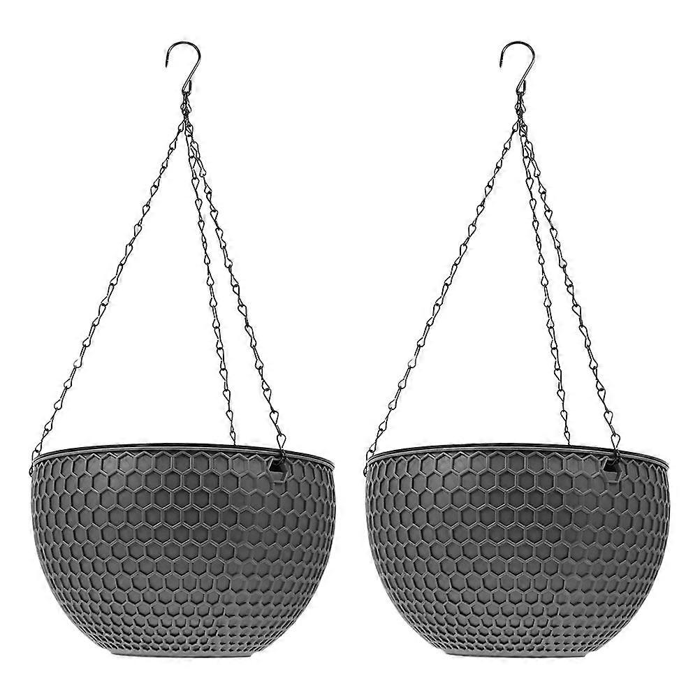 Hanging Planter 2pcs Honeycomb Rattan Weave Flowerpot Deep Design with Drainage Plug for Chlorophytum and Other Plants
