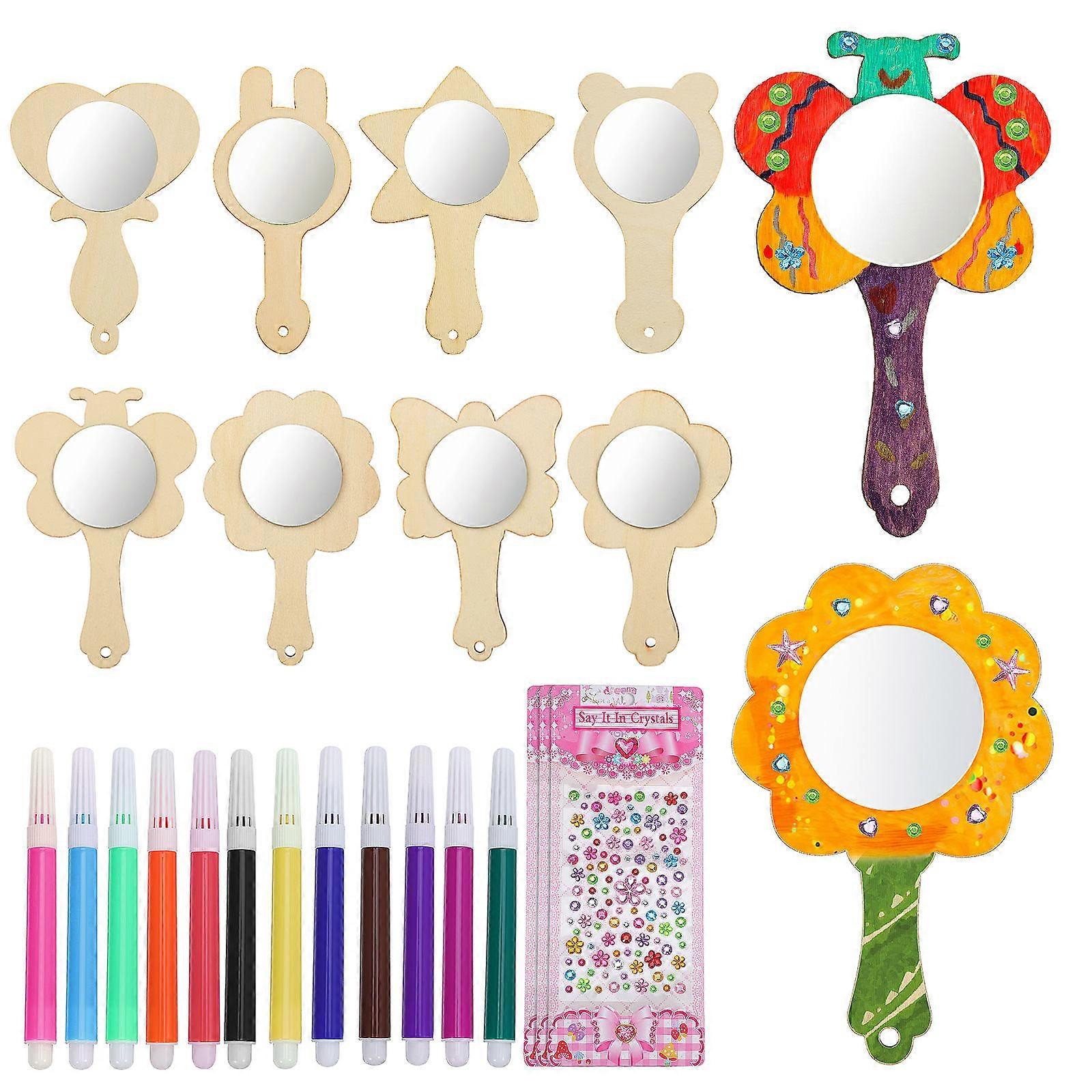 Compact Wooden Craft Mirrors for Lightweight, Sturdy Handheld Use – Ideal for DIY Decorating, Drawing, and Creative Crafts Projects