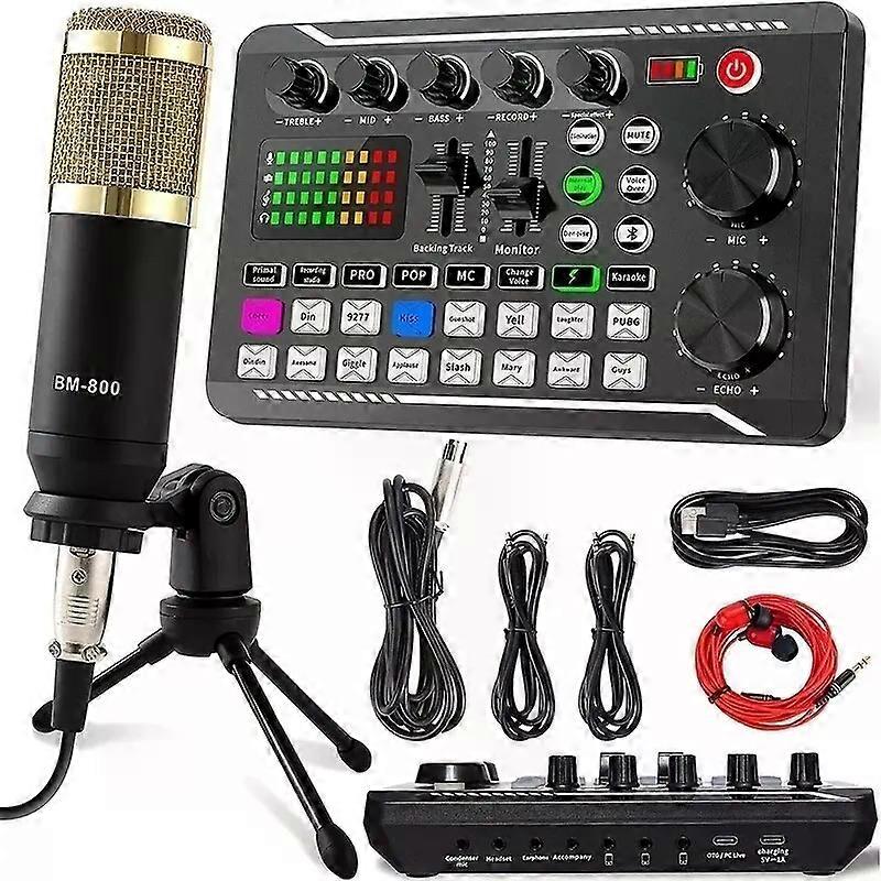 DJ معدات ميكروفون بطاقة الصوت وحدة التحكم الاستوديو بطاقة الصوت كيت كابل الهاتف خلط الكمبيوتر خلاط مباشر