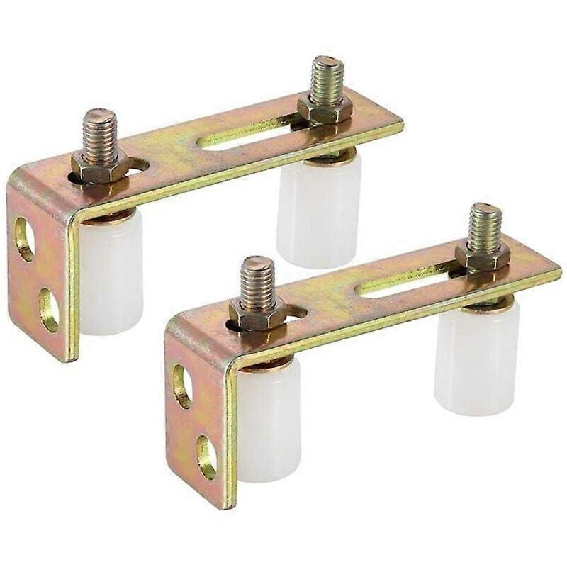 Sliding Gate Guide Roller with L-Post Bracket, Adjustable Nylon Roller with Two Rollers for Sliding Roller Gates, Max Capacity 2-5/16