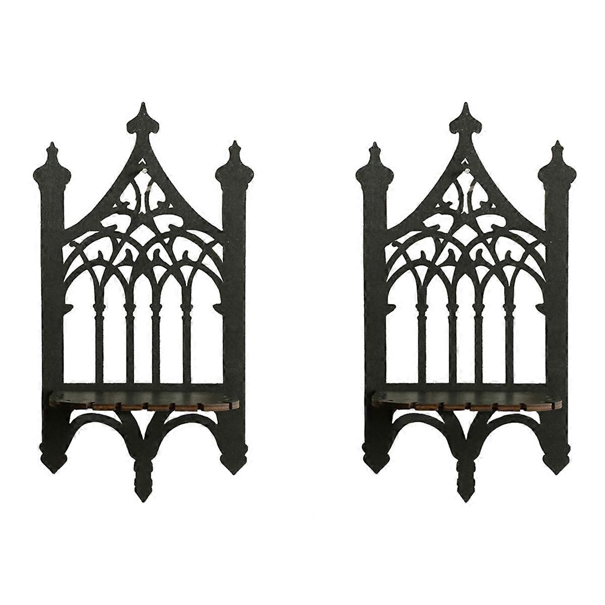 Wooden Gothic Fence Type Wall-Hung Shelf Bedroom Decoration Shelf