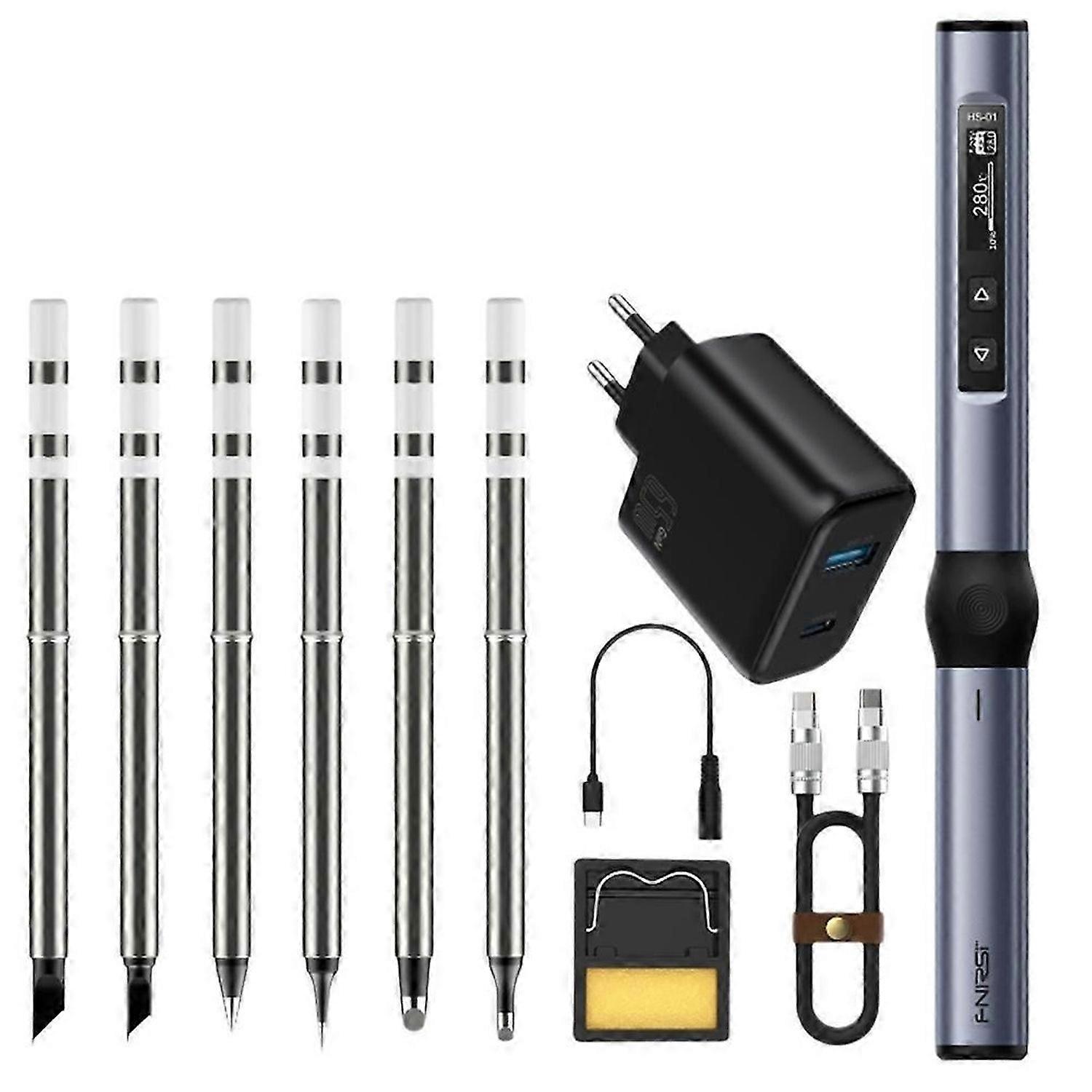 FNIRSI HS01 Smart Welding Iron 65WPD High Temperature Portable Digital Welding Station Welding EU Pl