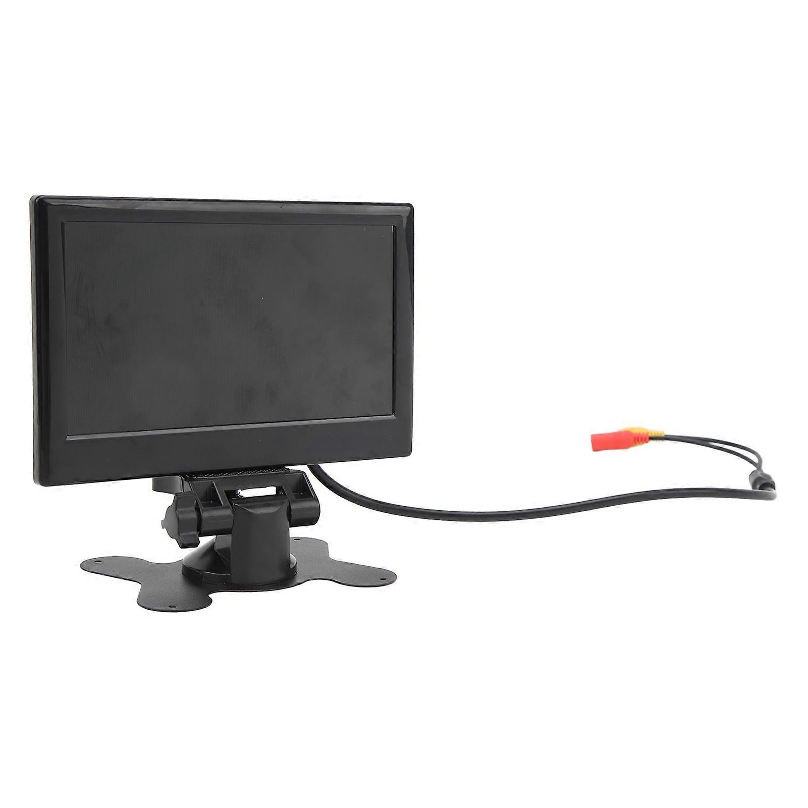 7in Car Reversing Monitor 12 to 24V 170 Degree Wide Angle Color LCD HD Two Way Video Input for Truck Trailer Van Vehicles Round Hole Camera 