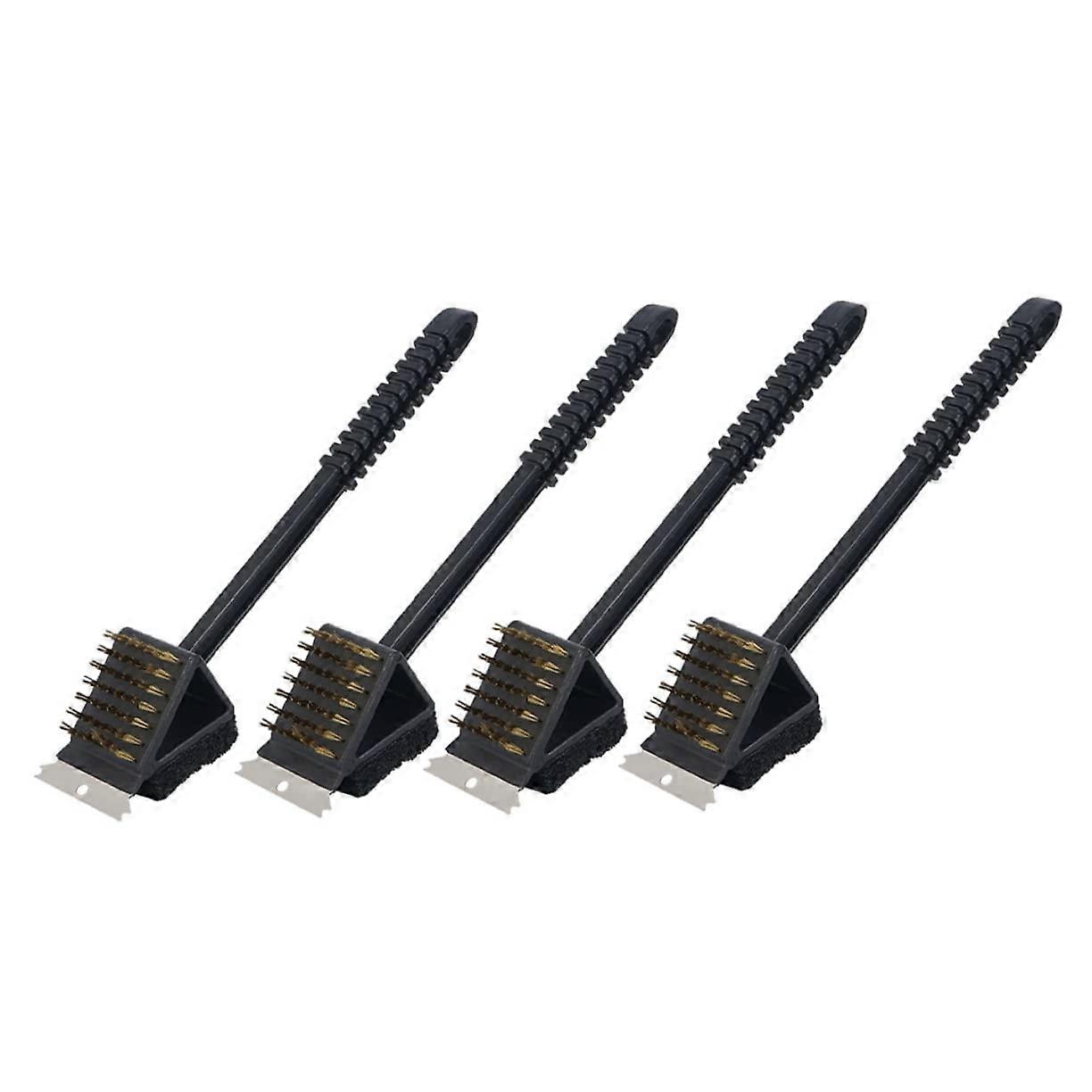 4 Pieces BBQ Grill Cleaning Brush Set with Scraper and Brush, Durable Multi-Functional Cleaner for Effective Grill Ridges