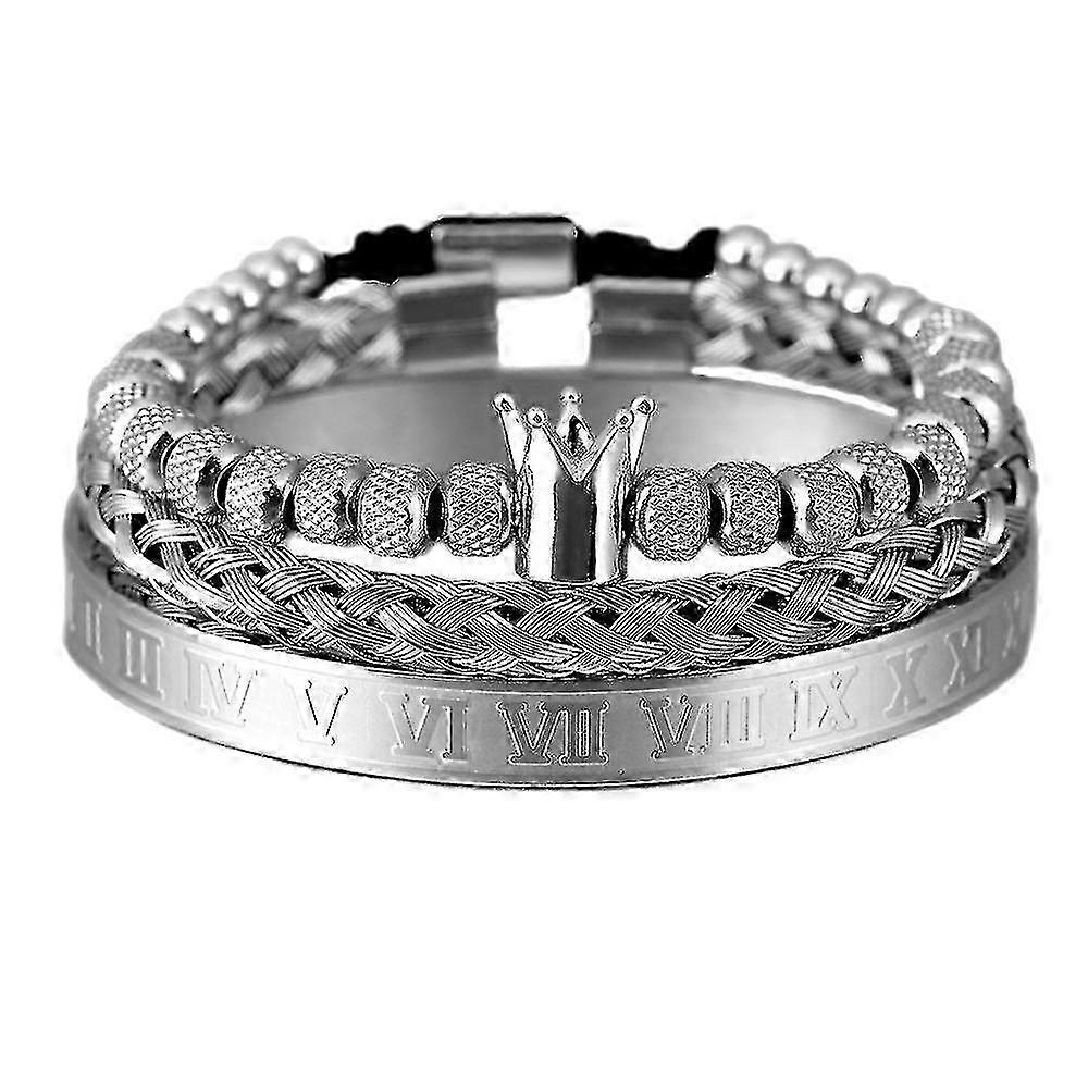 Stylish Adjustable Geometry Crown Charm Bracelet for Men - Perfect Gift for Couples
