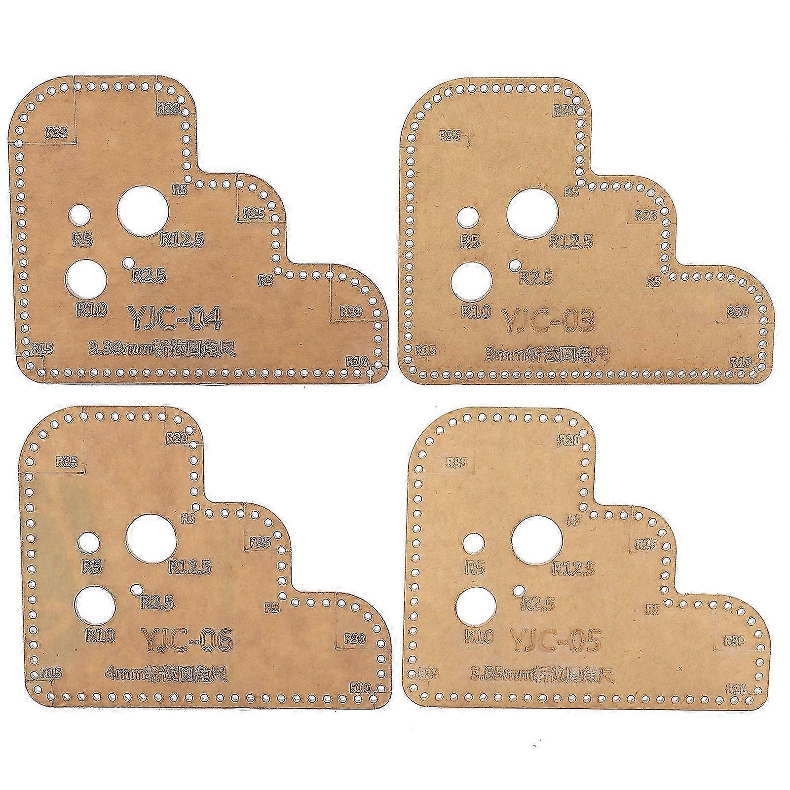 4Pcs Circle Corner Acrylic Template DIY Leather Craft Cutting Ruler Stencil