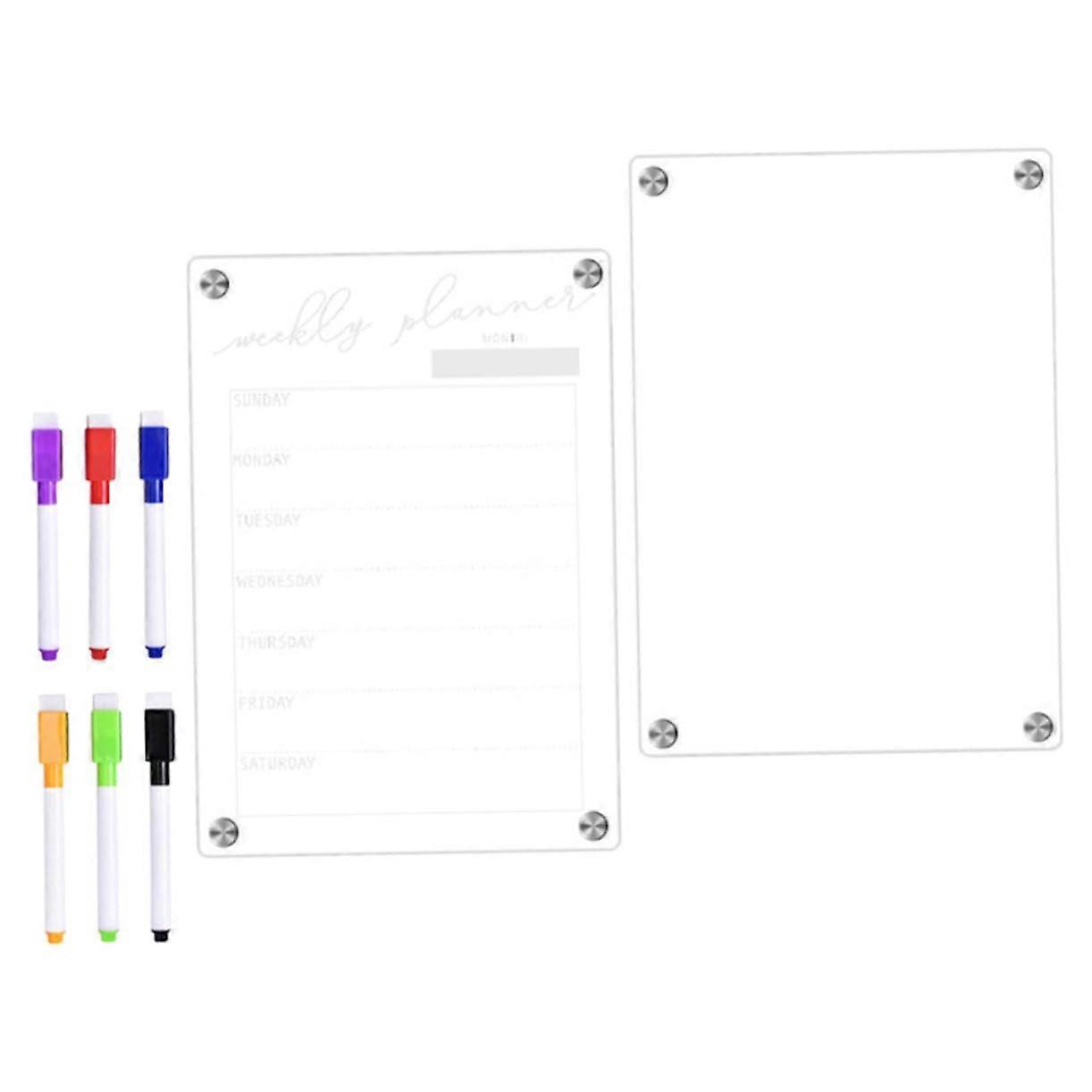 1 Set Magnetic Weekly Planner Writable Acrylic Memo Board for Refrigerator Compact Solution with Markers Efficient Scheduling for Family and Office