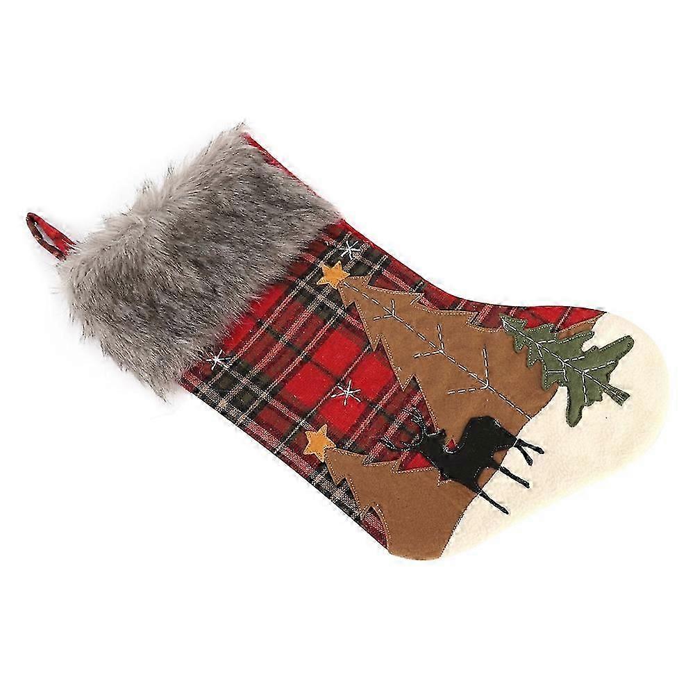 Beautiful Plaid Pattern Xmas Gift Stocking Sock Christmas Tree Home OrnamentType A