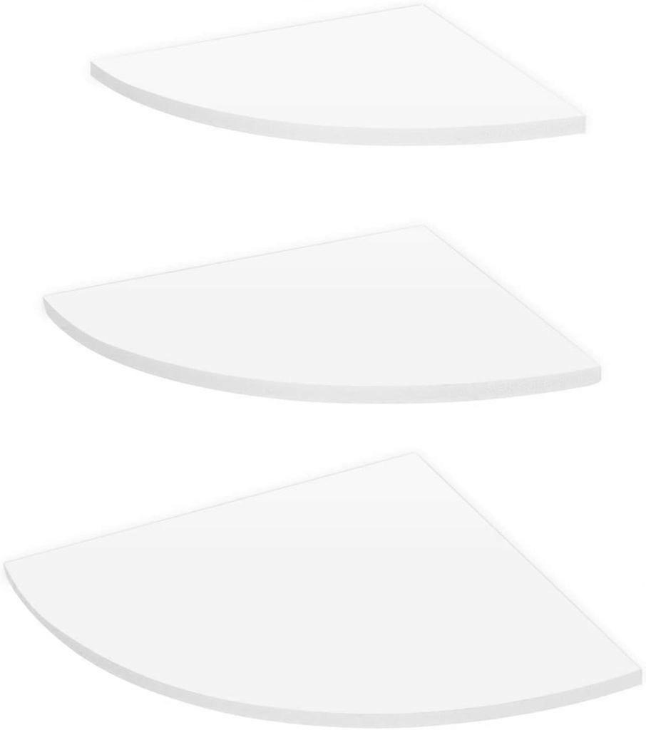 3-layer wooden floating corner shelf, invisible stand, for CDs/books, wall-mounted bookshelf