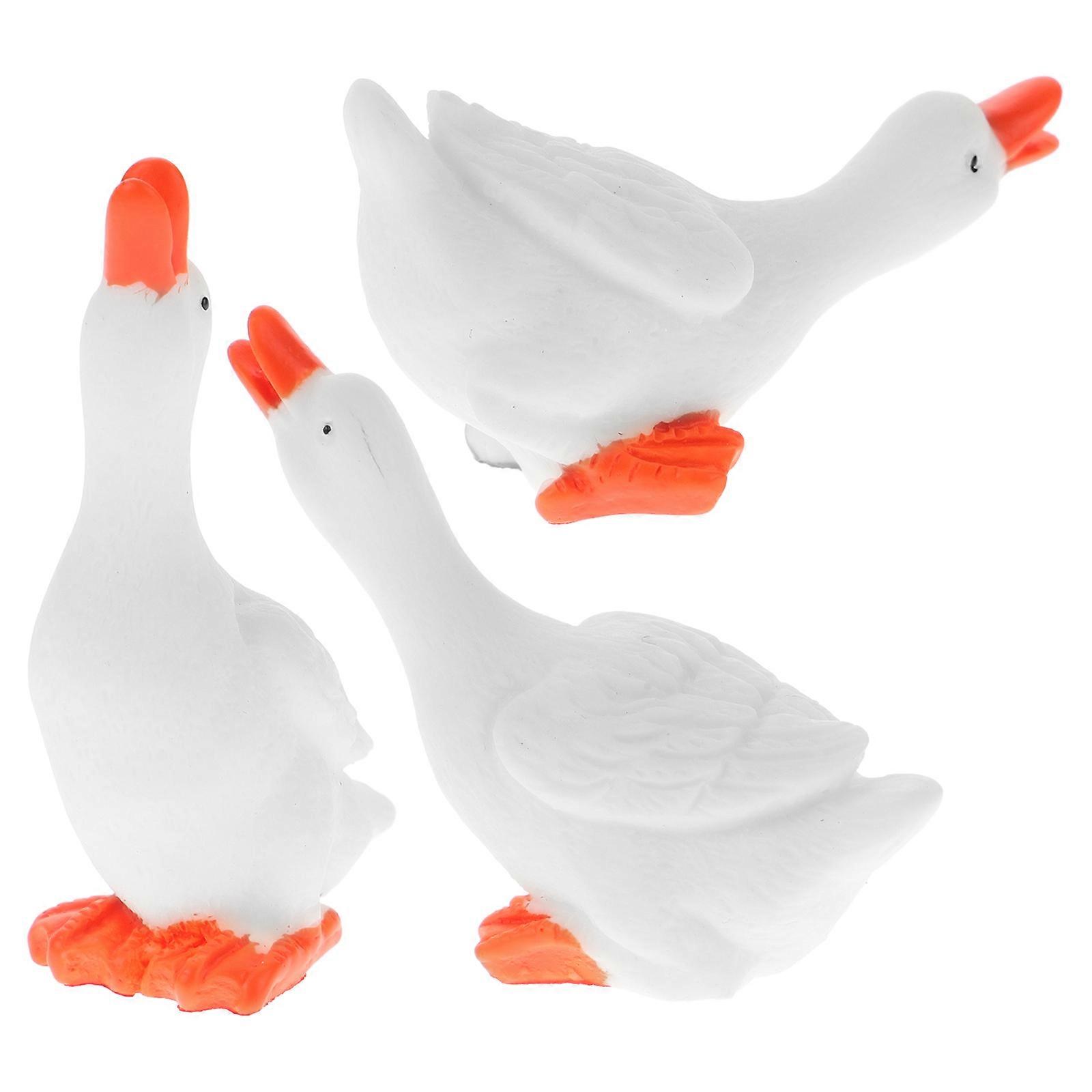 White Goose Ornaments for Decor Resin Durable for Long Term Use 3Pcs