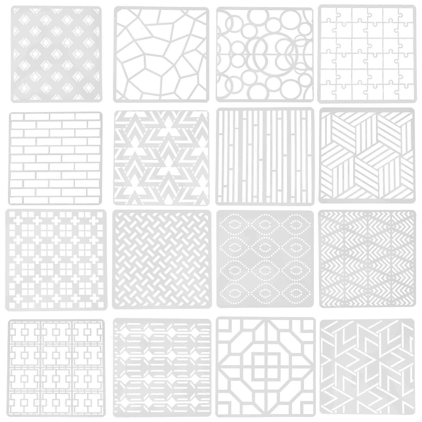 16 Pcs Geometric Painting Templates, Durable Hollow Stencils for DIY Crafts, Reusable Plastic Drawing Stencils for Unique Art Designs
