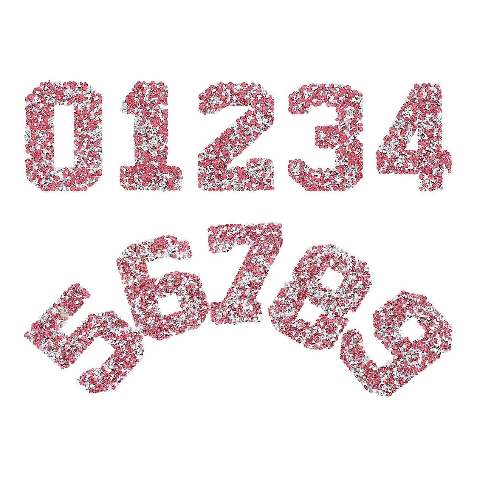 10pcs Rhinestone Iron On Number Patches for DIY Crafting Stylish Adhesive Appliques for Garment Decoration, Easy Application for Sports Uniforms &