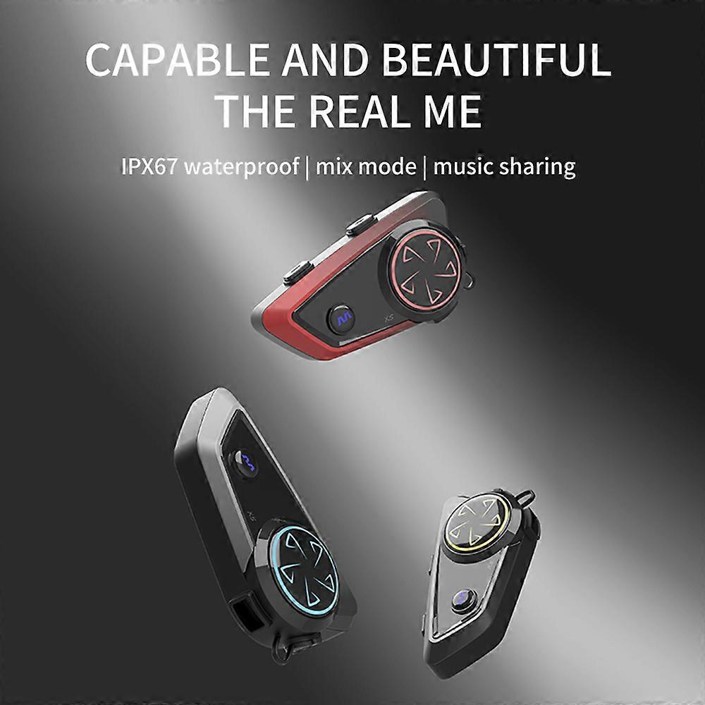 X5 Riding Helmet BT Headset - 1000M Intercom, Waterproof, Noise Reduction, Long Battery Life
