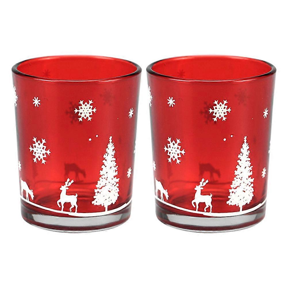 Jars For Candles Festive Atmosphere Creator Christmas Theme Glass 2.6×2.2×2.2in 2Pcs