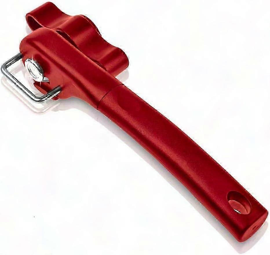 Multifunction Safe Manual Can Opener with Smooth Edge, Stainless Steel Side Cut for Easy & Safe Lid Opening (Red)