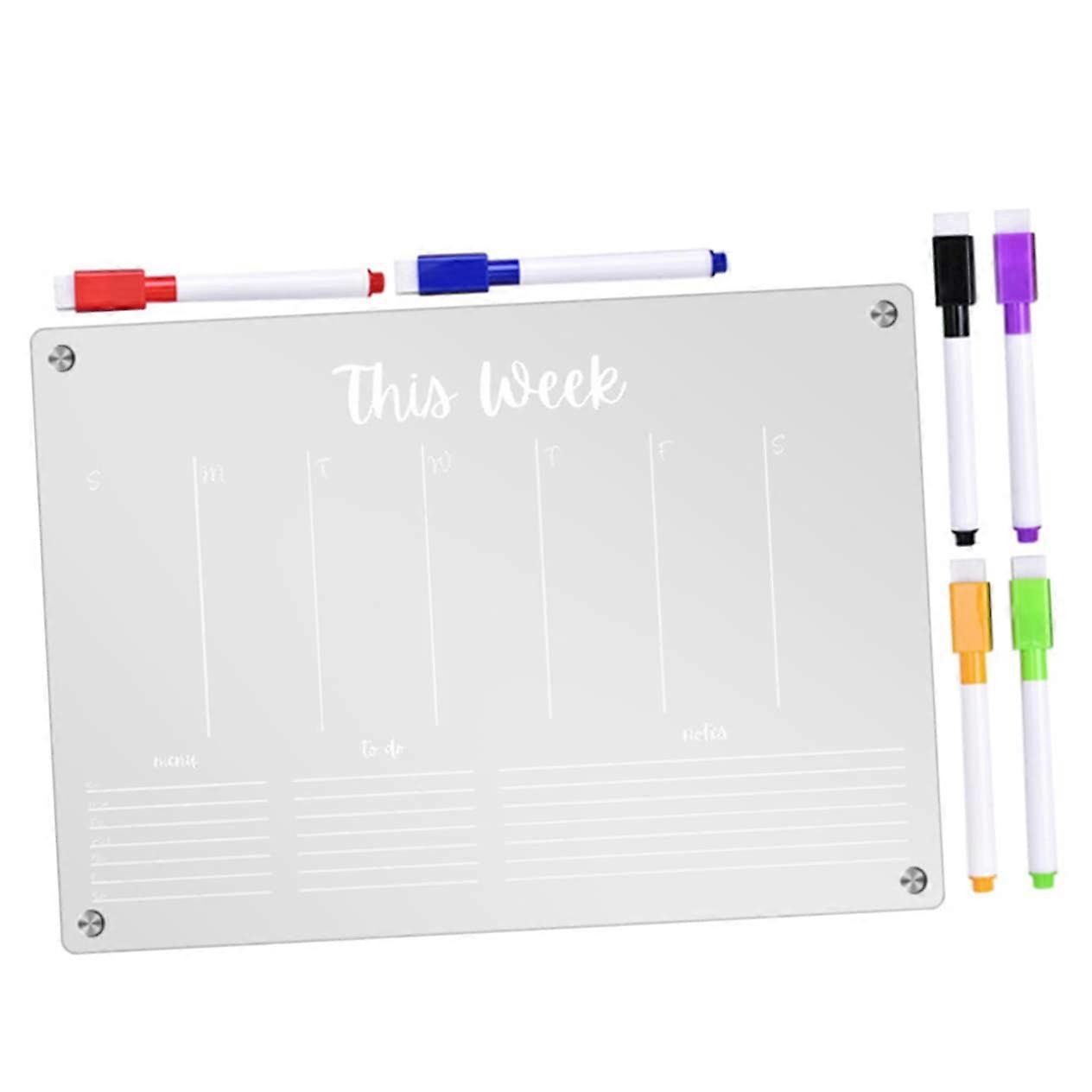 1 Piece Magnetic Acrylic Memo Board Erasable Dry Erase Board for Refrigerator with Markers for Weekly Planner, ToDo Lists, and Reminders