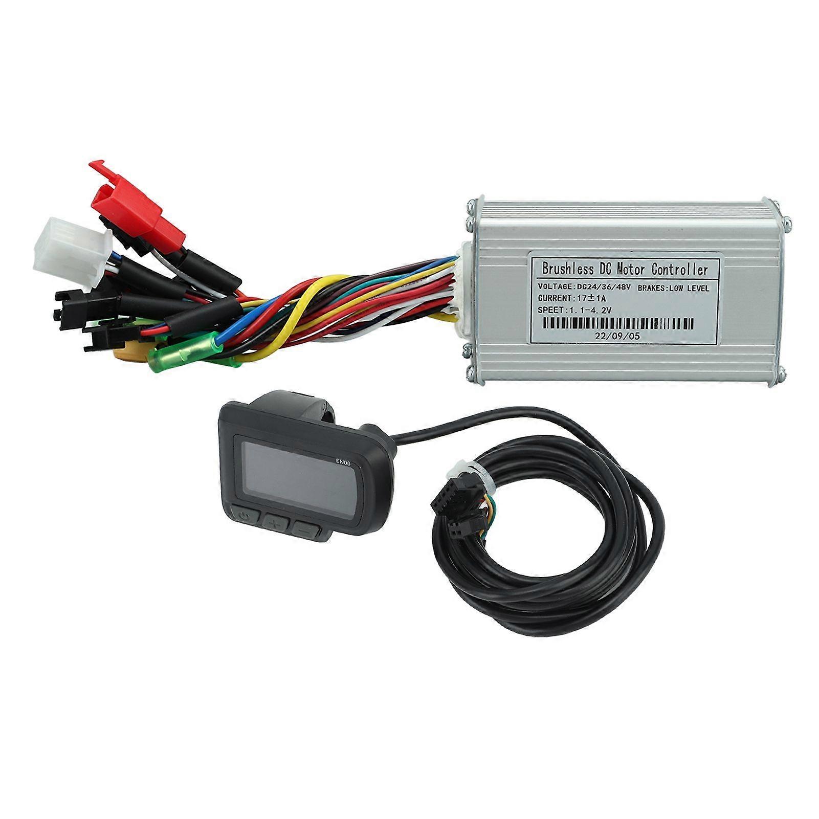 Electric Bike Motor Controller Sine Wave 24V 36V 48V 250W350W 17A with EN06 LCD Meter Kit Set YMQX)