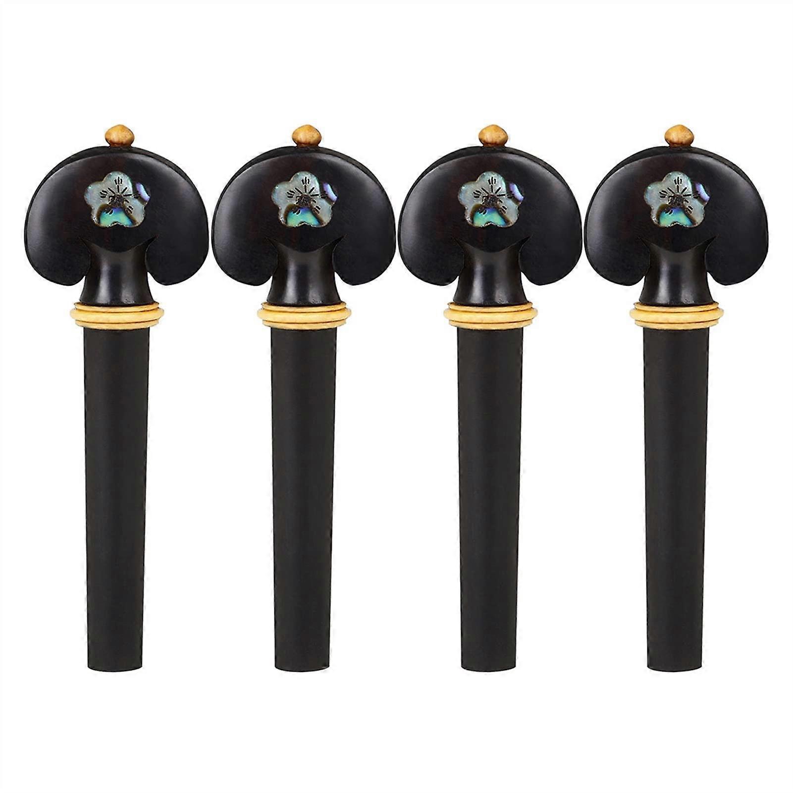 Violin Pegs - Carved Abalone Shell and Ebony with Boxwood Accessories, Comfortable Grip and Precision Fit