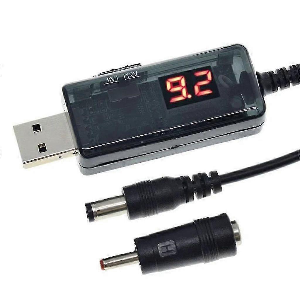 LED Display USB Charging Cable 5V to 9V/12V for DC 5.5x2.1mm & 3.5x1.35mm - Fast Charging Adapter for Devices