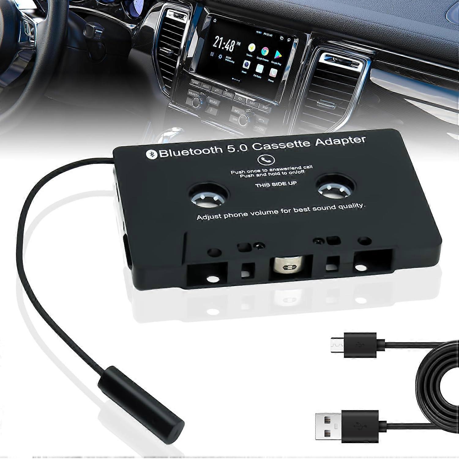 Car Receiver Car Radio Cassette Adapter Car Cassette Adapter CD Player Bluetooth 5.0 Audio Cassette to AUX Smartphone