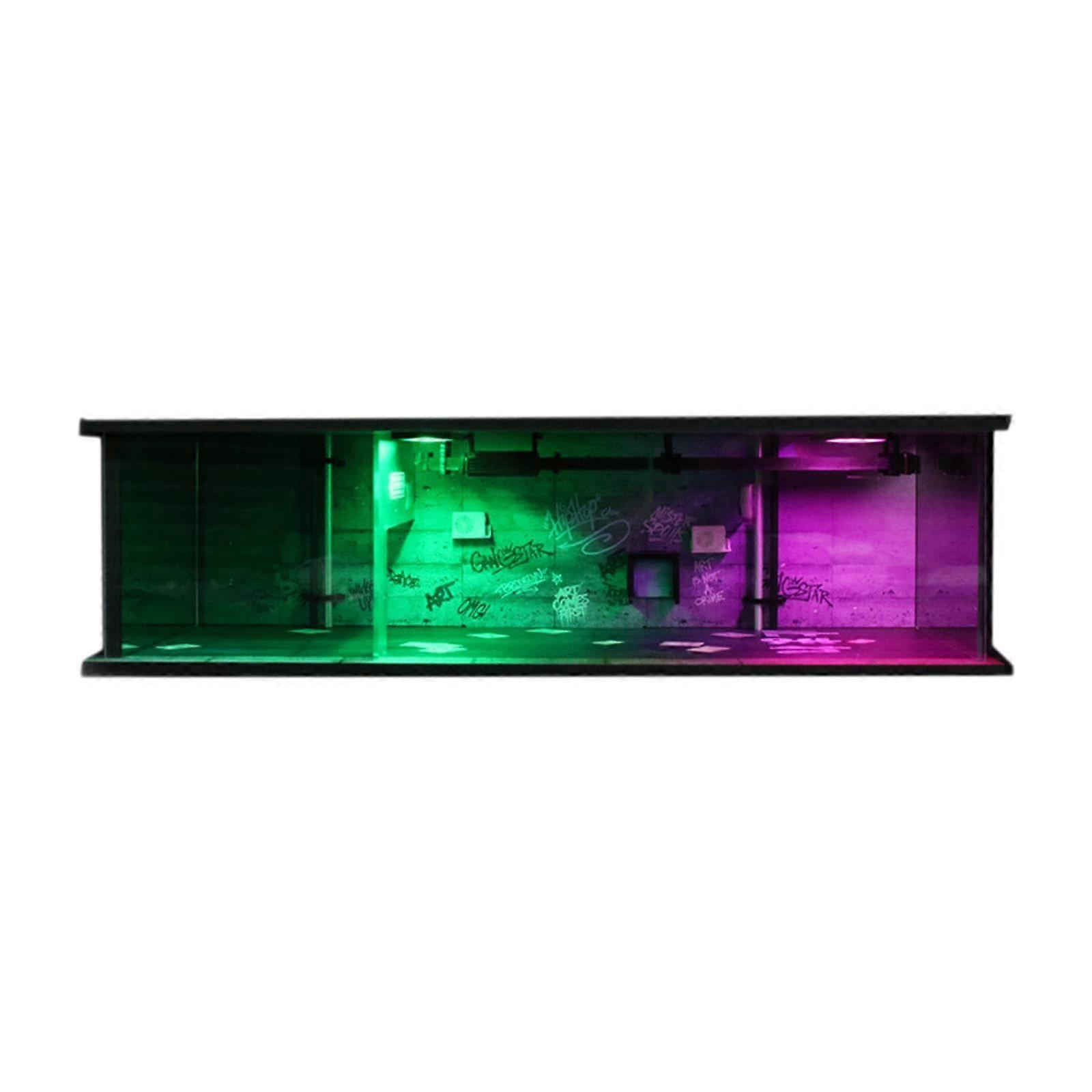 1:64 Garage Showcase Garage Display Case Dustproof with Illuminated Container Showcase Parking Garages Diorama for Model Cars