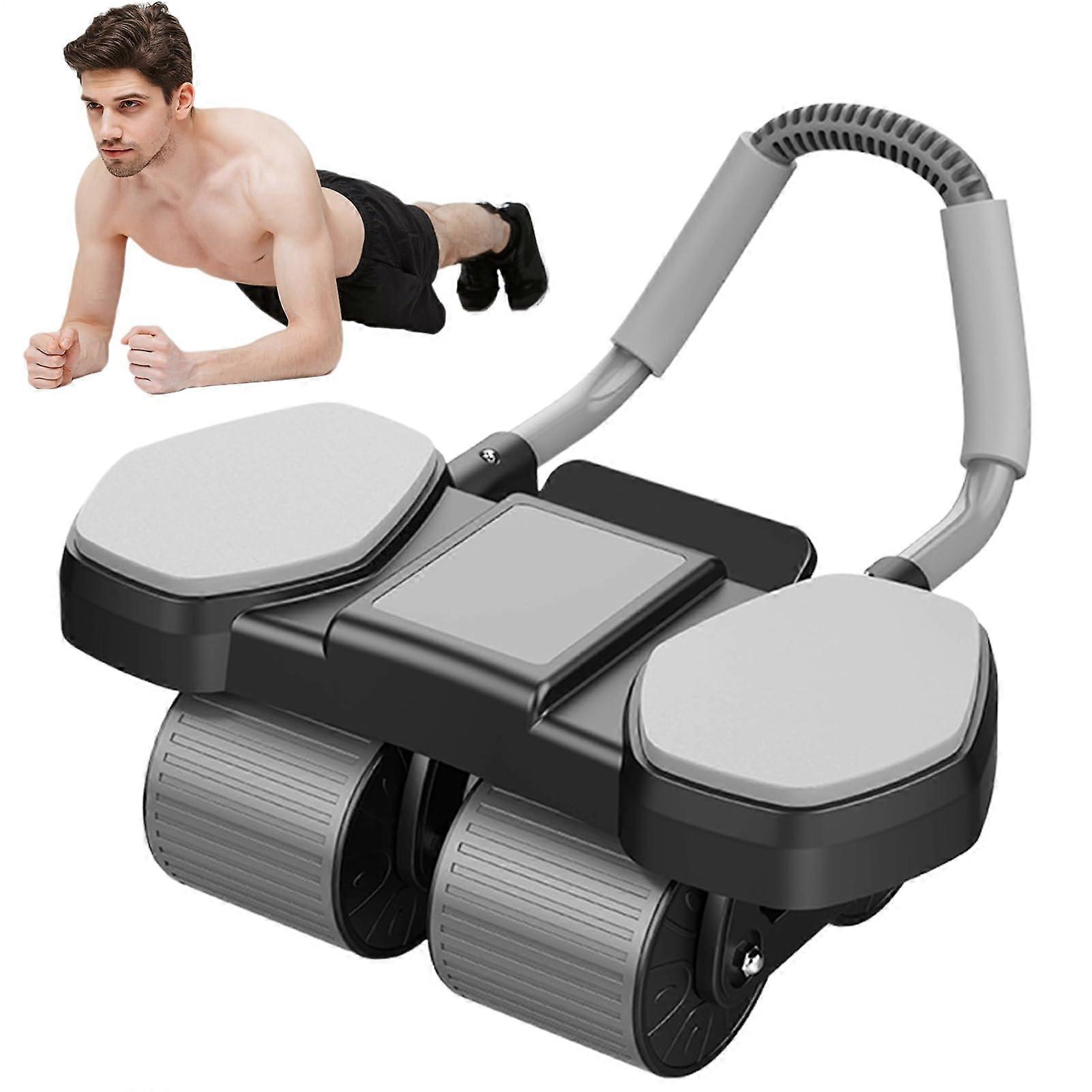 Abdominal Roller - Quiet Core Training Equipment, Auto-Recoil System, 4-Wheel Core Trainer With Phone Holder, Unisex