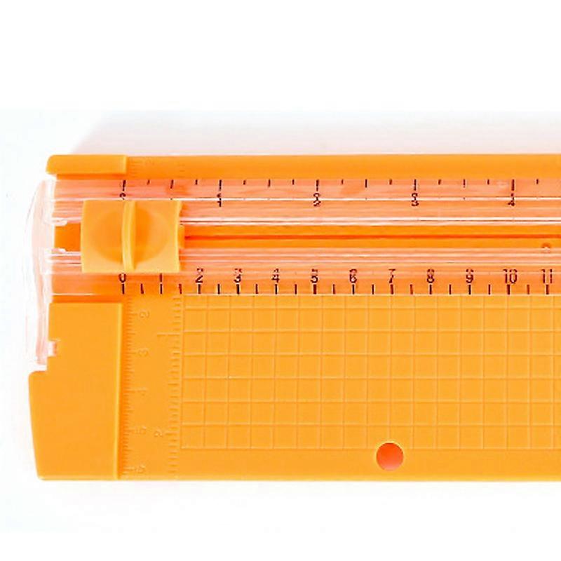 A4 Paper Cutter Accurate Scale Portable Orange Small Paper Cutter with Movable Guide for School Office Orange