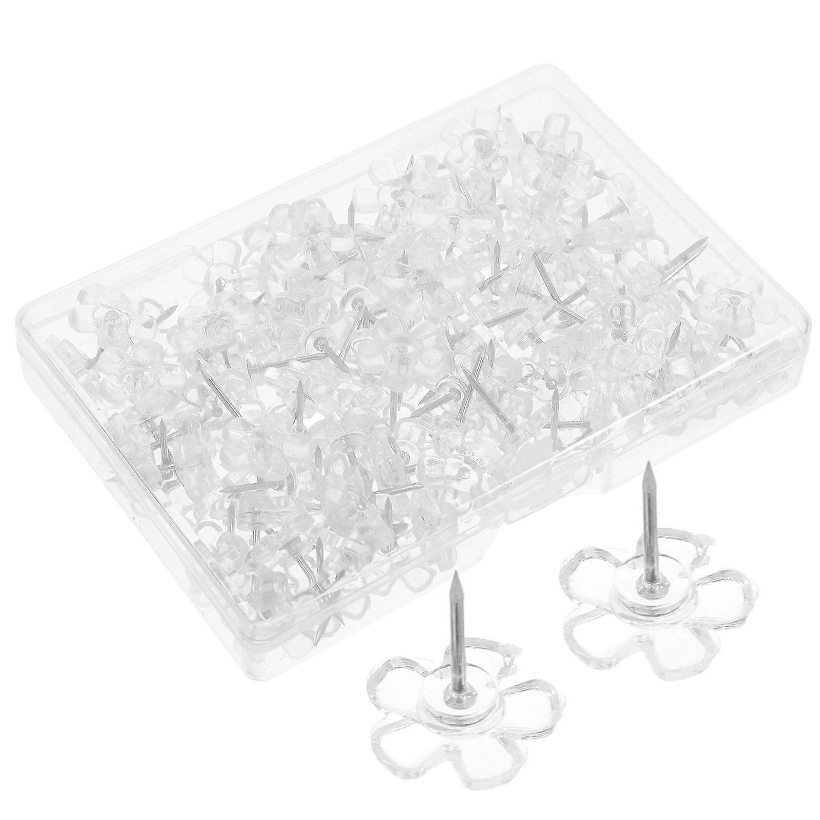 100Pcs Clear Whiteboard Tacks Clear Pushpins Thumb Tacks Bulletin Thumbtacks Map Thumbtacks