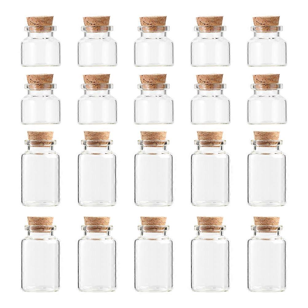 20pcs Transparent Glass Corked Bottles Reusable Mini Containers for Perfume, Wishing, and Home Decoration Safe Material Storage Jars