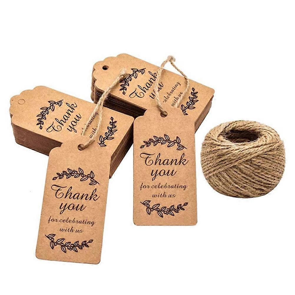 100pcs Wavy Kraft Paper Food Labels Stickers for Trays Mason Jar Lids Boxes with Jute Twine Hanging Tags