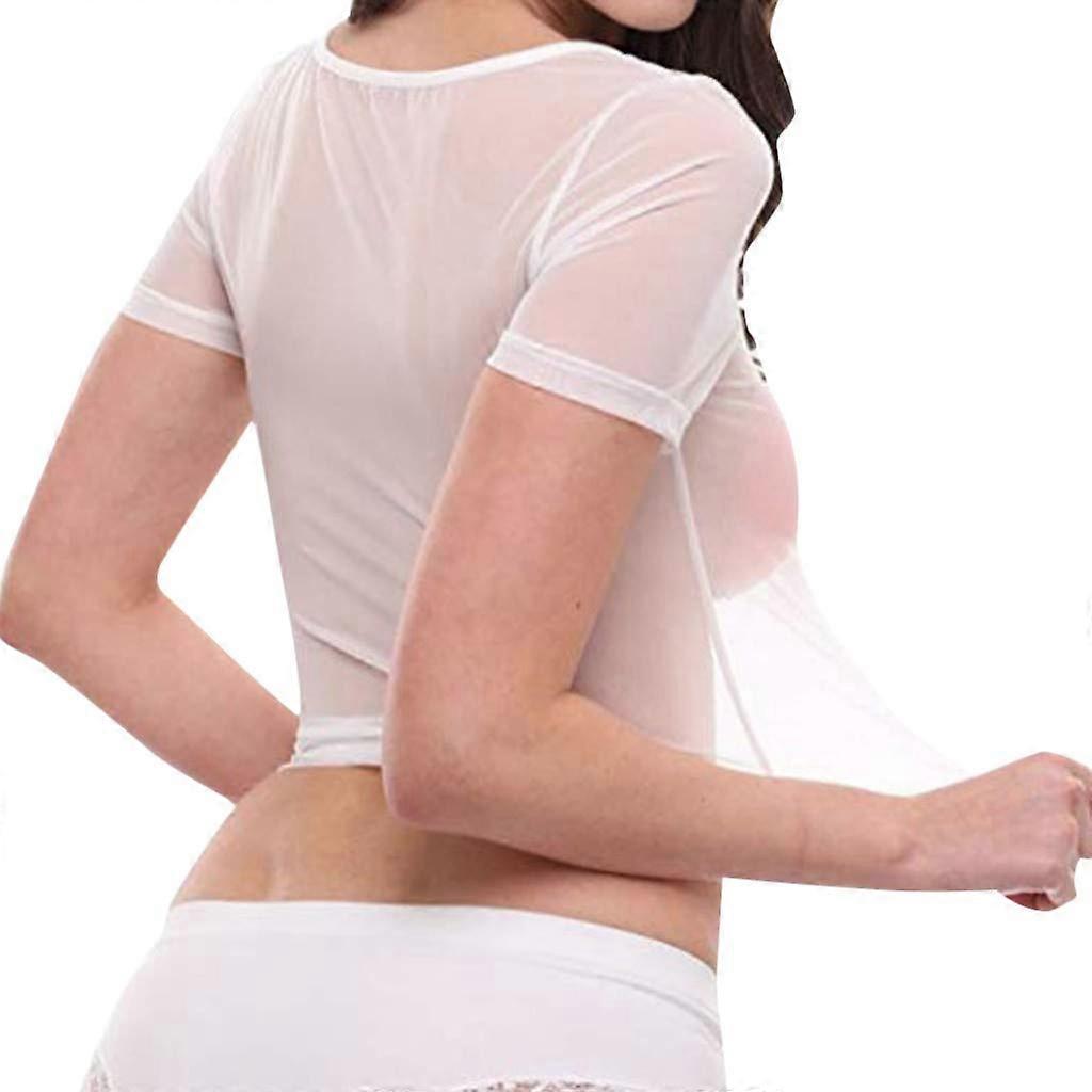 Sheer Sleeve Tops for Women Pure Material Transparent Coverings of Sex Accessories Lingerie Men Sexy White 4XL