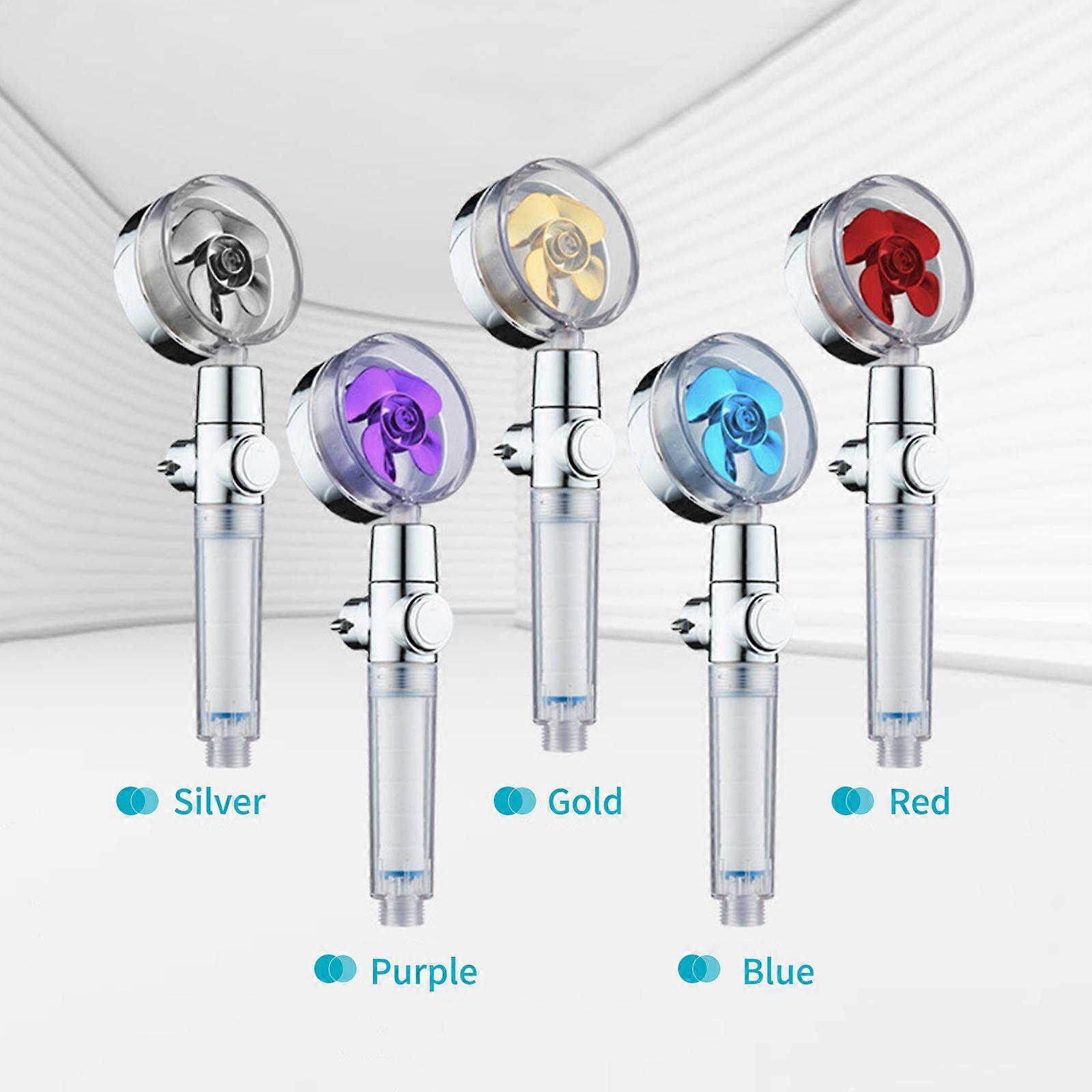 Handheld Shower Head with Turbo Fan ON/Off Pause Switch Cotton Filter High Pressure Showerhead G1/2 Rotating Bathroom Shower Head Replacement Adjusta