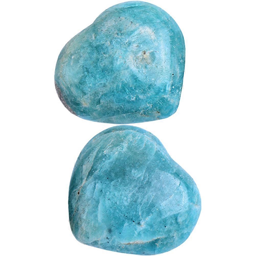 2Pcs Heart Shaped Natural Stone Desktop Decor for Office Craft Tabletop Adornments