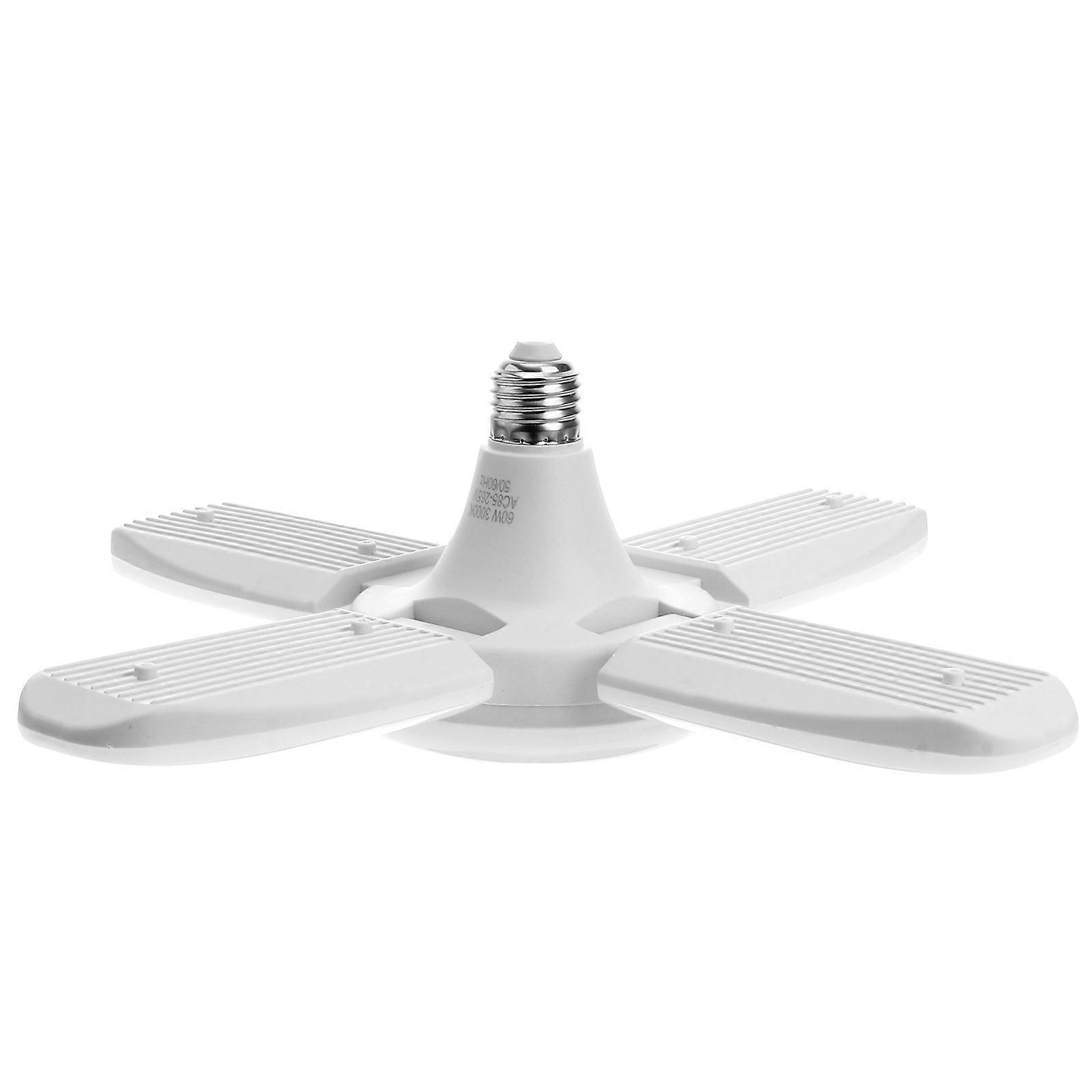 60W 4 3000K LED Bulbs Foldable Fan Lamp Warm White Light Color Collapsible Four Leaf Clover Style Light for Garage Dining Room White