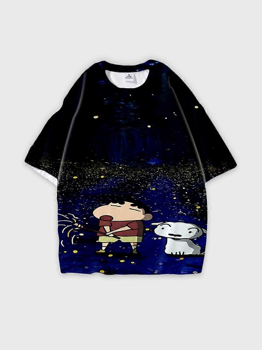 T-shirt girocollo Cartoon Pattern manica corta sciolta B1077
