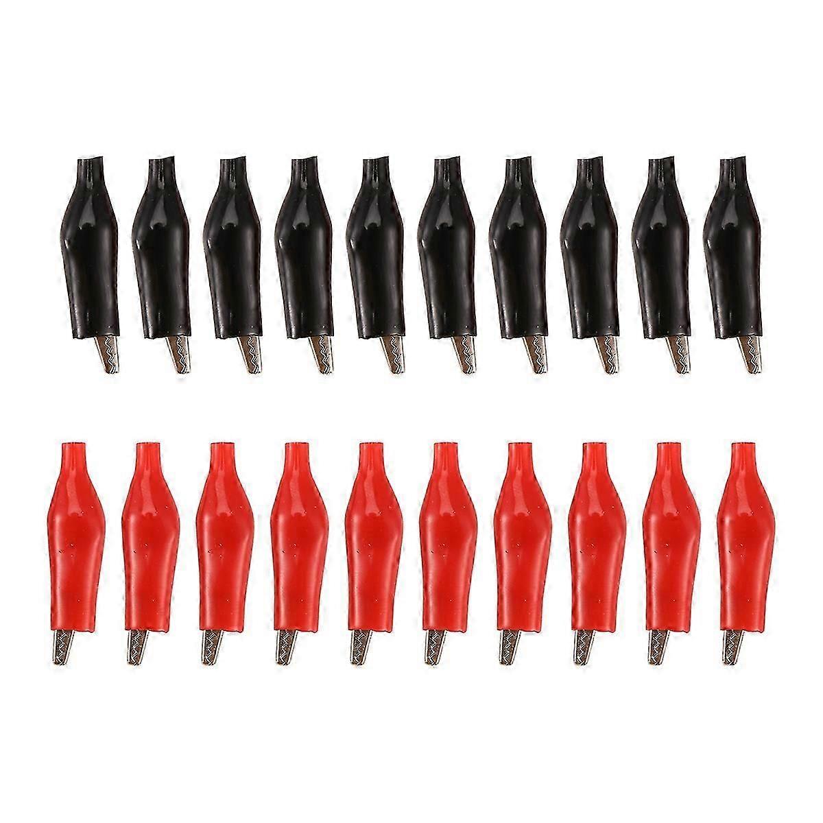 20 Pcs Black Red Soft Plastic Coated Testing Probe Alligator Test Clip