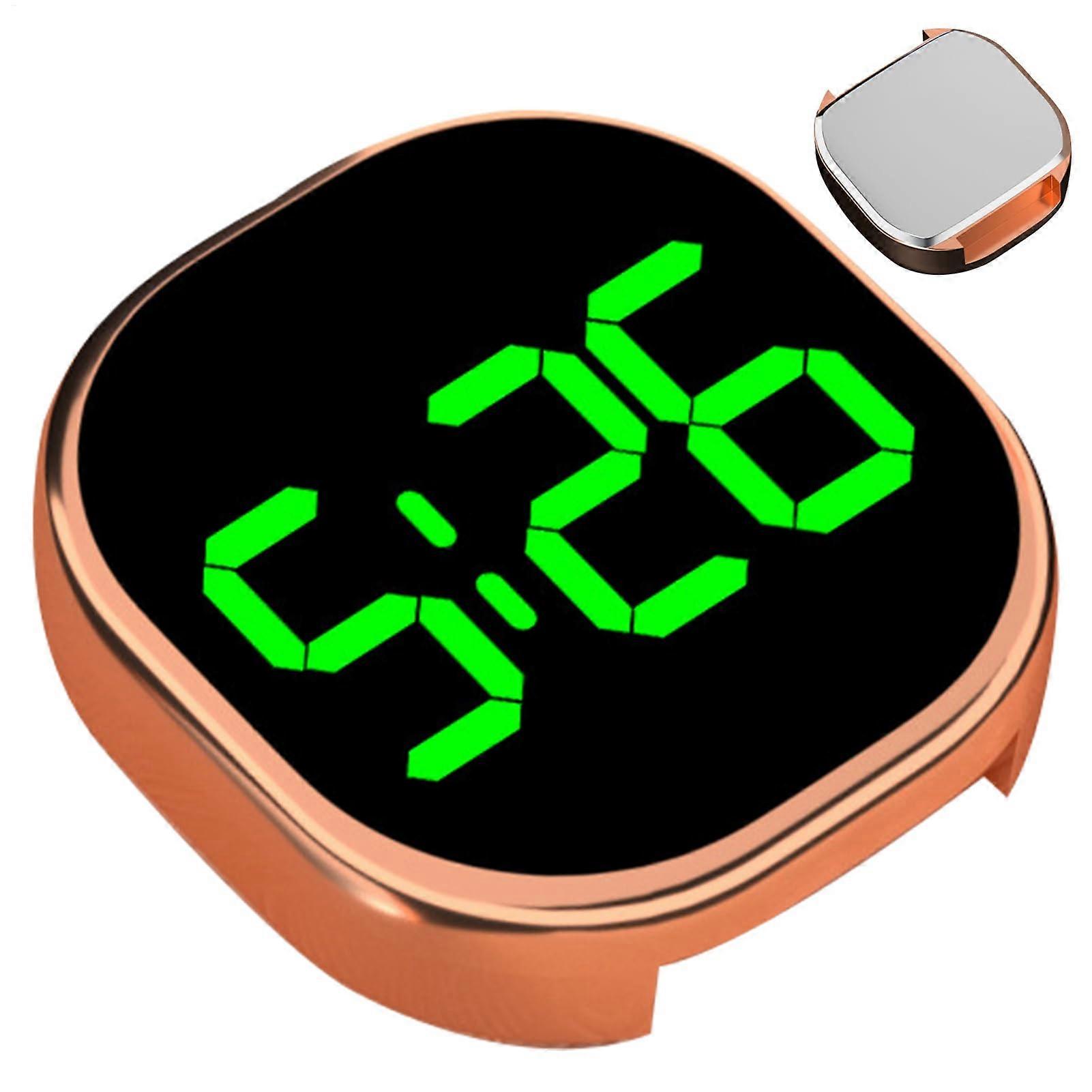 Auto Clock  Adhesive Vehicle Digital Clock with LCD Time Display  Compact Dashboard Clock, Rose Gold