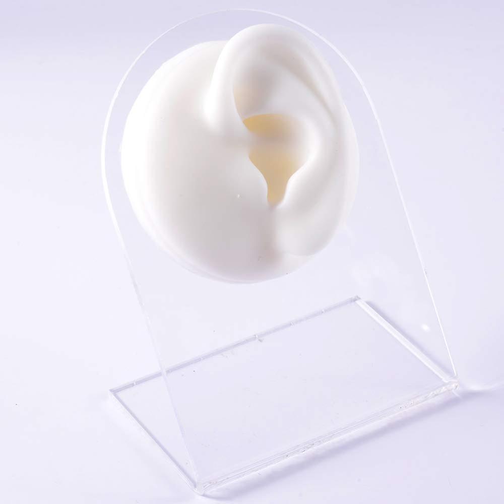 Simulation Human Body Part Model - White Left Ear Silicone with Stand for Tattoos, Piercing, Emergency Training Tools