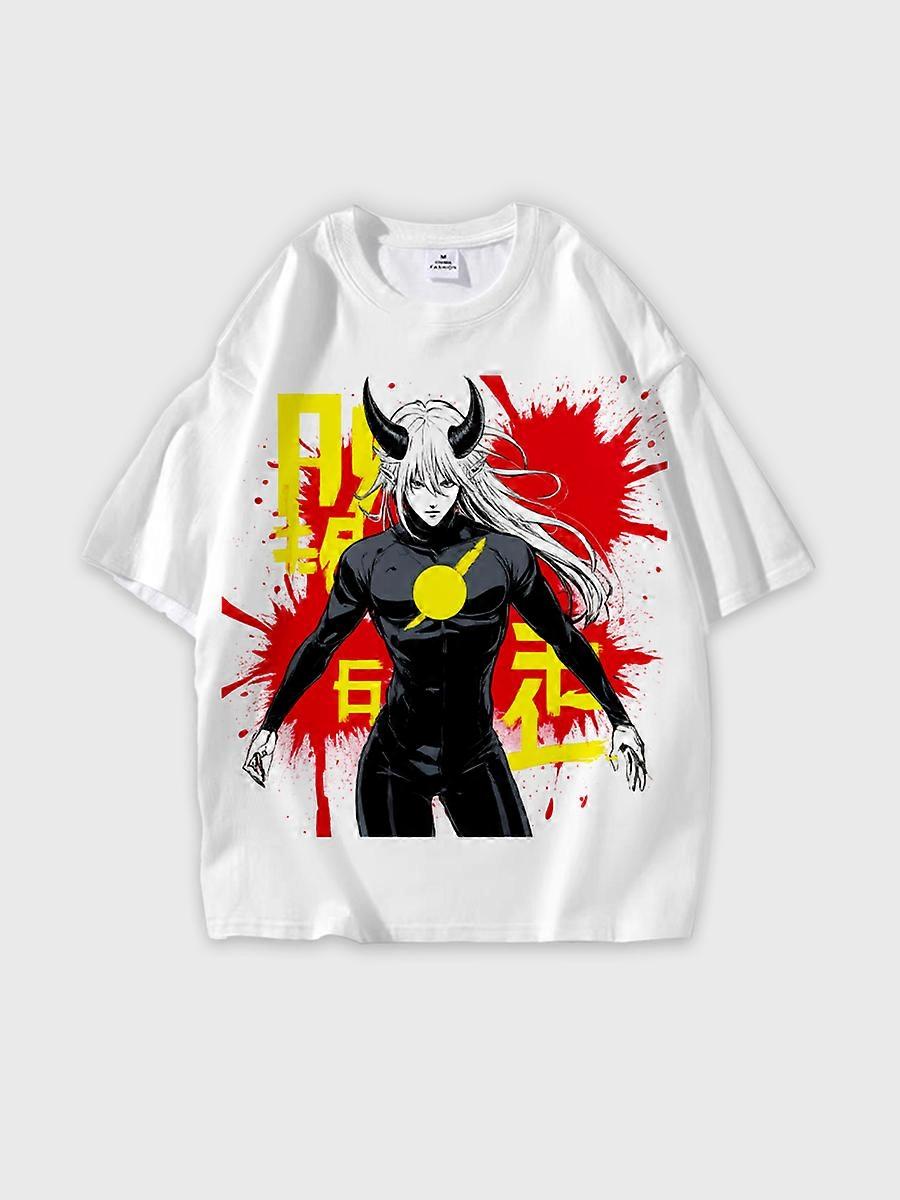 T-shirt round neck book Characters Pattern loose short sleeve E1547